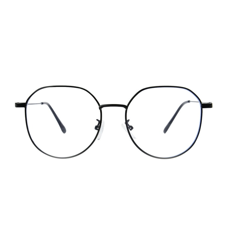 OPTOFENDY Round Relieve Glasses Strain UV Clear Metal Headache Glasses Men Anti Blue Eye Women Eyewear for Computer Light Lens