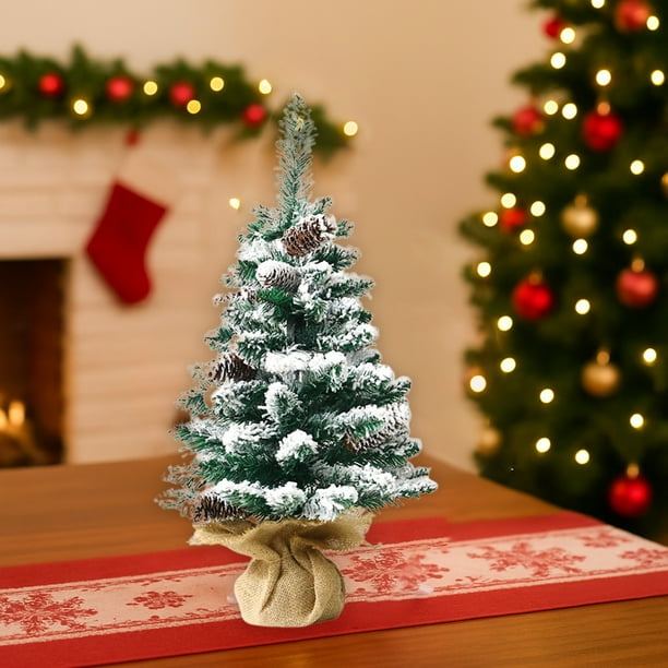 Árbol de Navidad de Mesa con Guirnalda de Luces Led | Mini Árbol de Navidad Artificial de 43 Cm | Ramas de Cedro de Plástico Realistas | Fácil de Montar | Decoración Navideña para Interiores, Fiestas