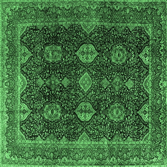 Ahgly Company Indoor Square Persian Emerald Green Traditional Area Rugs, 8' Square