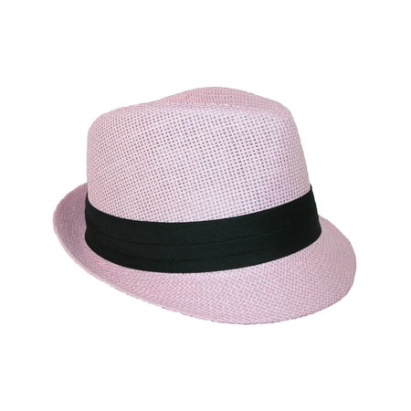 Easter Parade Hat - Size one size Kid's Straw Pleated Band Easter Fedora Hat