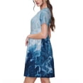 thumbnail image 2 of Picia Abstract Ocean Waves Pattern Women's Short Sleeve Summer Dress Pleated Loose Swing Knee Length Short Sleeve Swing Dresses, 2 of 6