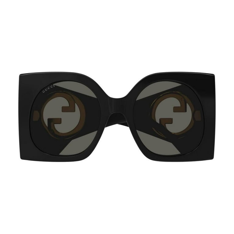 Gucci GG 1254S 001 Logo Black Gold Shades Grey Oversized