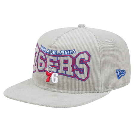 Men s New Era Gray Philadelphia 76ers Throwback Corduroy Golfer Snapback Hat