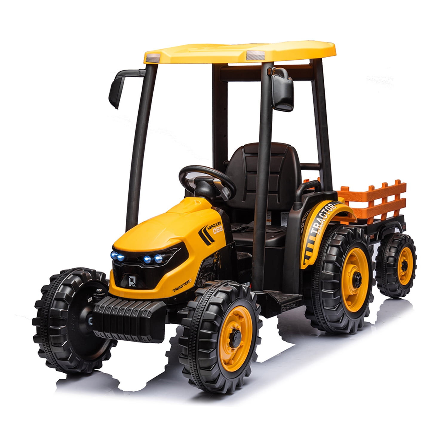 CIPACHO Ride On Tractor, 24V Powered Construction Vehicles for Kids with 3-Gear-Shift Ground Loade, Kids Car with Trailer, Yellow CIPACHO Ride On Tractor, 24V Powered Construction Vehicles for Kids with 3-Gear-Shift Ground Loade, Kids Car with Trailer, Yellow