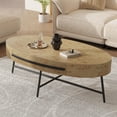 thumbnail image 6 of TROPOW Coffee Table with Drawer Mid-Century Modern Center Table 47.2" Wooden Coffee Table with Storage and Cross Metal Legs Unique Curved Design for Living Room, 6 of 8