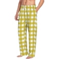 thumbnail image 3 of Kdxio Yellow Checkboard Print Men's Sleep Pajama Pant Lounge Pants with Pockets, 3 of 8