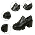 thumbnail image 7 of Black Brown Leather Ankle Boots for Women Platform Lug Sole Chunky Heel Slip on Loafers Buciness Casual Shoes, 7 of 7