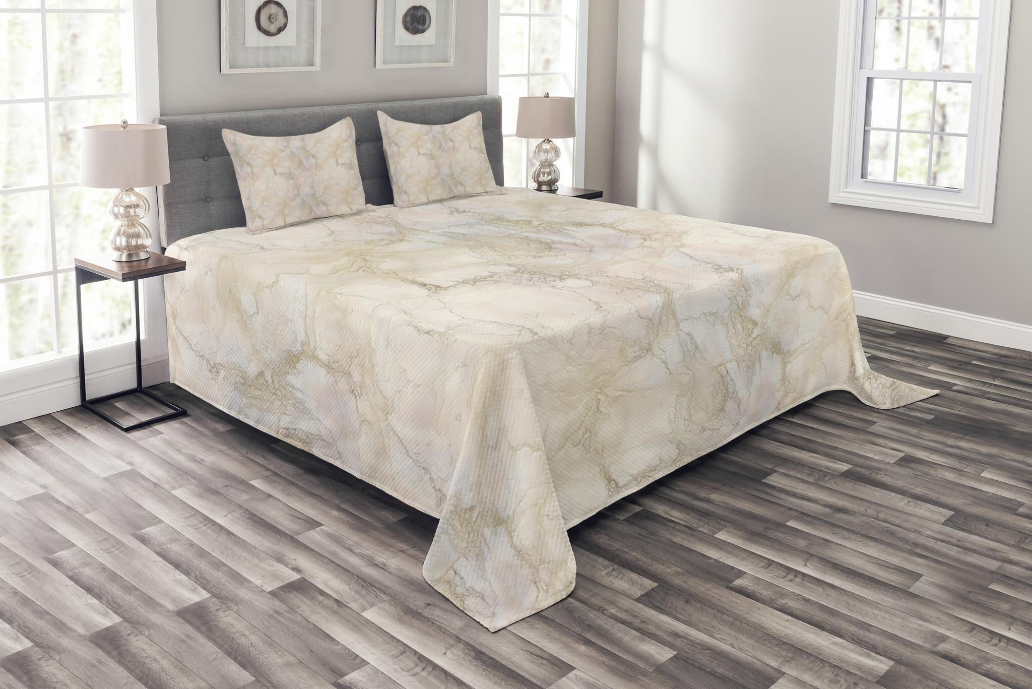 Authentic Marble Effect Print Details about   Marble Quilted Bedspread & Pillow Shams Set