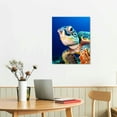 thumbnail image 2 of Nawypu  Large Blue  Wall Art Turtle Looking Swim in The Sea Prints On Canvas The Picture Animal Painting Modern Underwater World Poster Framed Art Work for Home Decoration, 2 of 4