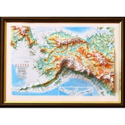 12 x 9 in. Alaska Raised Relief Map, Framed - Gift Size
