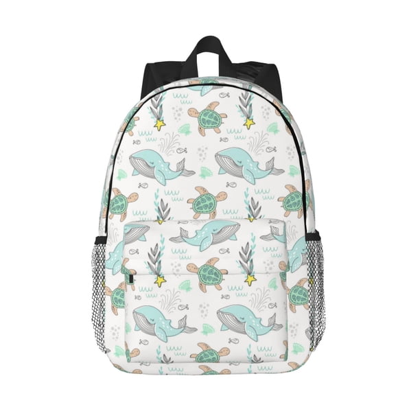 Easygdp Whale And Turtle Mochila Ligera de 15 Pulgadas para Estudiantes, Mochila Cómoda para la Escuela y Viajes, Correas Ajustables