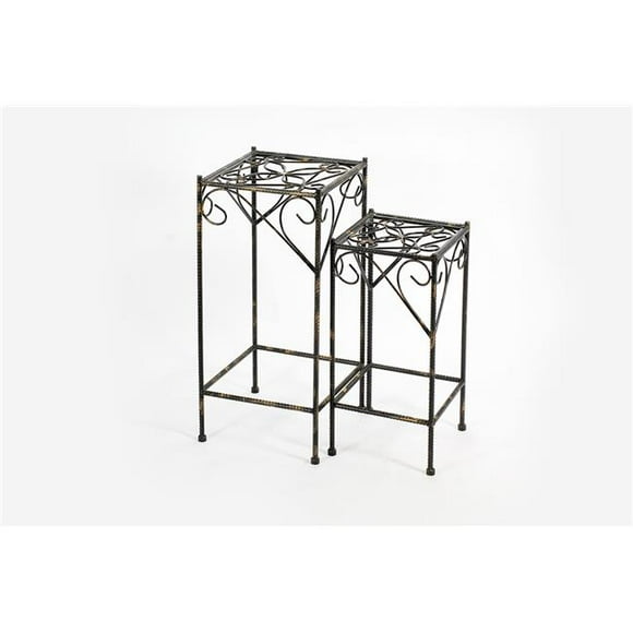 21.06",26.18" Celtic Clover Square Cast-Iron Plant Stand Set Of 2