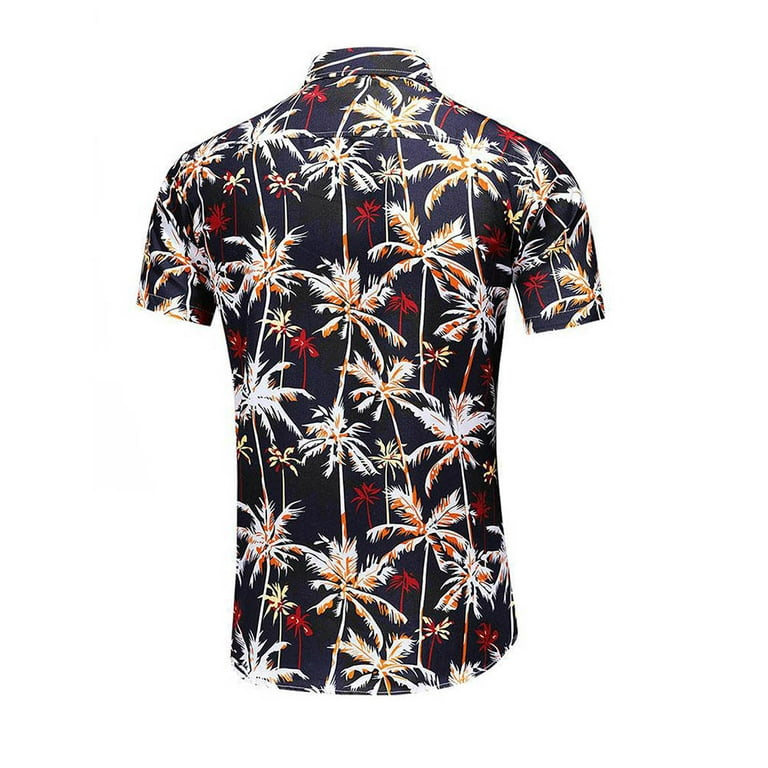 Frostluinai Savings Clearance 2024! Mens T-shirts Men's Hawaiian Shirt  Short Sleeves Printed Button Down Summer Beach Dress Shirts