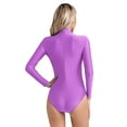 thumbnail image 2 of Zaldita Women's Ballet Dance Leotard Mock Turtleneck Long Sleeve Gymnastic Bodysuit Dancewear Purple S, 2 of 7