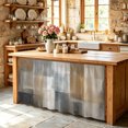 thumbnail image 5 of Brown Grey Sink Skirt for Bathroom, Self-Adhesive Under Sink Curtain, Geometric Modern Abstract Oil Painted Vintage Hide Pipes & Storage Fabric Cabinet Skirt Cover for Kitchen Laundry 32"x55", 5 of 8