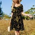 thumbnail image 3 of Chain Print Casual Dress Golden Design Korean Fashion Dresses Sexy V Neck Elegant Printed Dress 4XL 5XL, 3 of 7