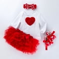 thumbnail image 4 of Uuszgmr Kids Outfits For Boys Girls Baby Girls Heart Embroidery Long Sleeve Romper Bodysuit Tutu Tulle Skirt Headband Shoes Valentine'S Day Outfit Set,Size:0-3 Months, 4 of 7