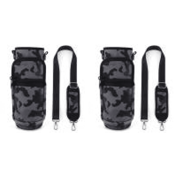 Funda Cartuchera Neopreno Con para Botella 1000ML Correa (flor) Negra