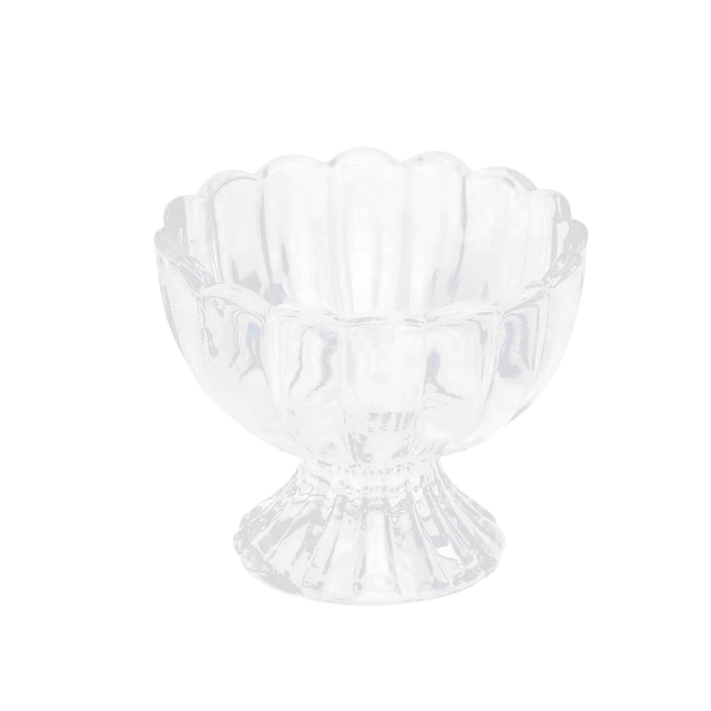 NUOLUX 1 Pc Lotus Glass Dessert Cup Transparent Glass Cup Salad Bowl