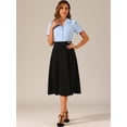 thumbnail image 4 of DARING DIVA Women's Plaid Puff Sleeves Vintage Gingham Blouses XS Light Blue, 4 of 6