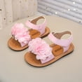 thumbnail image 4 of Mepaouo Girls Flat Sandals Ankle Strap Open Toe Princess Flower Shoes Toddler Footbed Casual Slides, 4 of 9