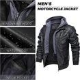 thumbnail image 4 of Motorcycle Jacket for Men Casual Faux Leather Bomber Jacket with Removable Hood, 4 of 7