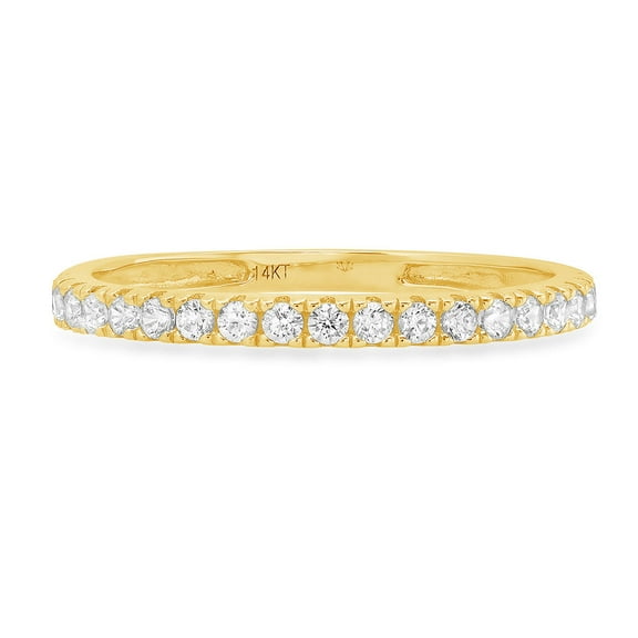 0.57 ct Brilliant Round Cut Synthetic Moissanite 18K Yellow Gold Stackable Band SZ 3.75