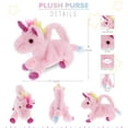 thumbnail image 2 of DolliBu Pink Unicorn Plush Handbag - Super Soft Plush Stuffed Animal Purse for Children's Accessories, Kids Hand Bag Toy Purse, Pretend Play, Fluffy Dress Up Toy Purses For Girls & Boys - 11 Inches, 2 of 7