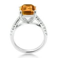 thumbnail image 3 of Gem Stone King 3.16 Cttw Yellow Citrine and White Created Sapphire Engagement Ring for Women | 925 Sterling Silver | Emerald Cut 10X8MM | Gemstone Birthstone | Available in Size 5, 6, 7, 8, 9, 3 of 6