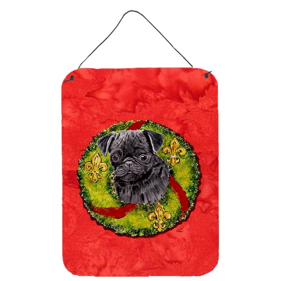 Pug Christmas Wreath Wall or Door Hanging Prints