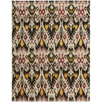SAFAVIEH Ikat Emmeline Geometric Wool Area Rug, Beige/Brown, 6' x 6' Square