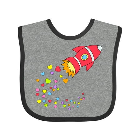 

Inktastic Valentine s Day Rocket Ship with Hearts Gift Baby Boy or Baby Girl Bib