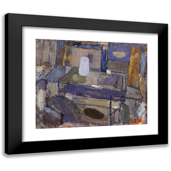 Immanuel Ibsen 14x12 Black Modern Framed Museum Art Print Titled - Still Life with Jar and Fruits (1942)