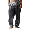 thumbnail image 2 of Pantalones largos para hombre, cintura elástica, transpirables, cómodos, suaves, informales, de playa, de poliéster., 2 of 5