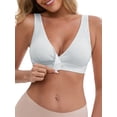 thumbnail image 5 of INSPIRE CHIC Women's Bras Front Closure Wireless Postpartum Breastfeeding Lingerie V-Neck Push Up Ribbed Nursing XL Gray, 5 of 5