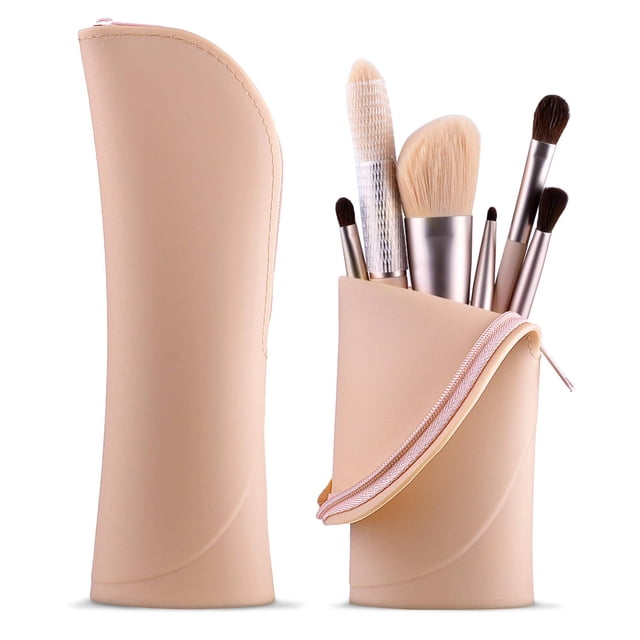 Soporte para brochas de maquillaje, organizador de brochas de maquillaje de silicona, bolsa para brochas de maquillaje de viaje, estuche para brochas de maquillaje, bolsa pequeña y bonita pa