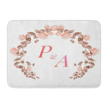 GODPOK Watercolor Wedding Wreath Monogram Floral in Green Pastel Colors on White Save The Date Thank You Rug Doormat Bath Mat 23.6x15.7 inch