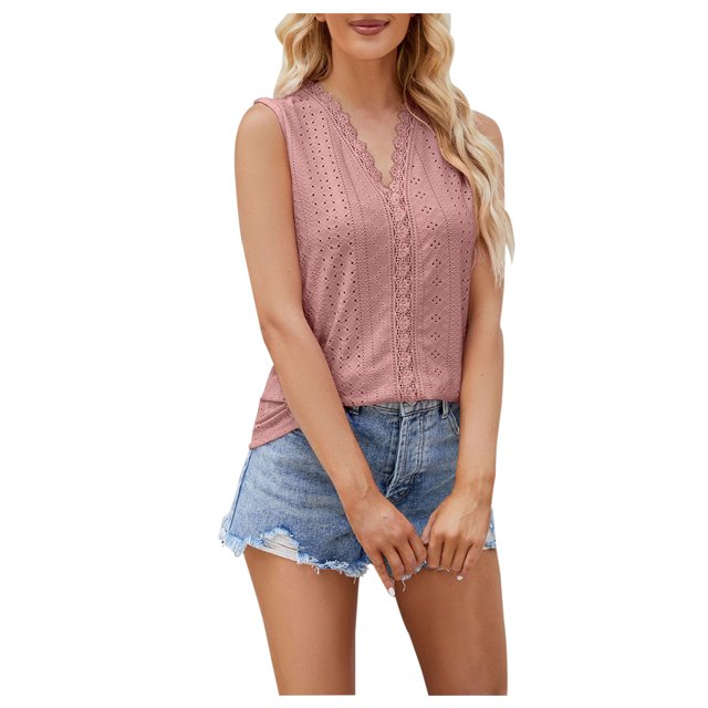 Birdeem Mode Femmes Été Col en V Dentelle Patchwork Sans Manches Haut Aguichant Blouse