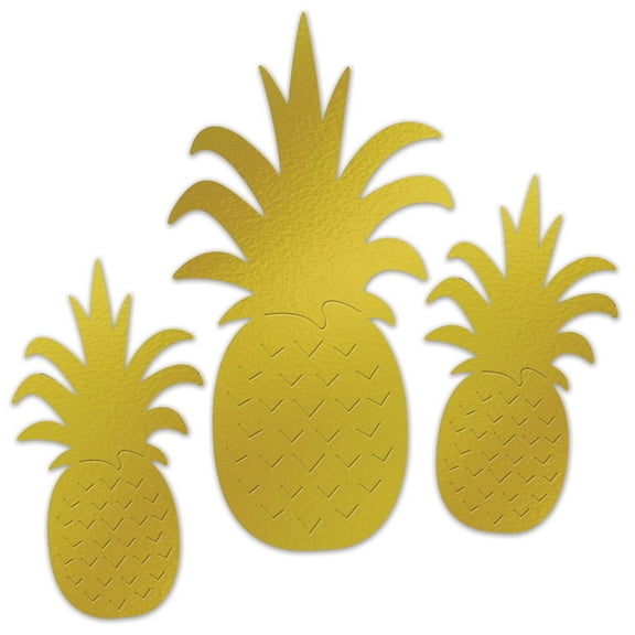Club Pack of 12 Gold Summertime Assorted Pineapple Fruit Display Cutouts Decors 18"
