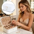 thumbnail image 4 of Double Layer PU Leather Jewelry Organizer Box, Large Capacity Portable Travel Jewellery Storage Case for Necklaces Bracelets Rings Earrings, 5 Colors Available, 4 of 5