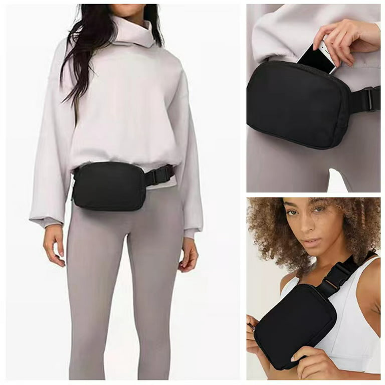 Fanny Packs for Women Men, Fashion Waist Pack Belt Bags Black Fanny Pack  for Girls Boys with 4 Zipper Pockets Adjustable Belts, Cute Hip Bum Bag for