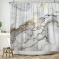thumbnail image 4 of 72x84 Inches Gray Gold Marble Shower Curtain Modern Abstract Luxury Marble Texture Ink Paint Art Watercolor Shower Curtain for Bathroom Decor Waterproof Polyester Fabric with Hooks, 4 of 6