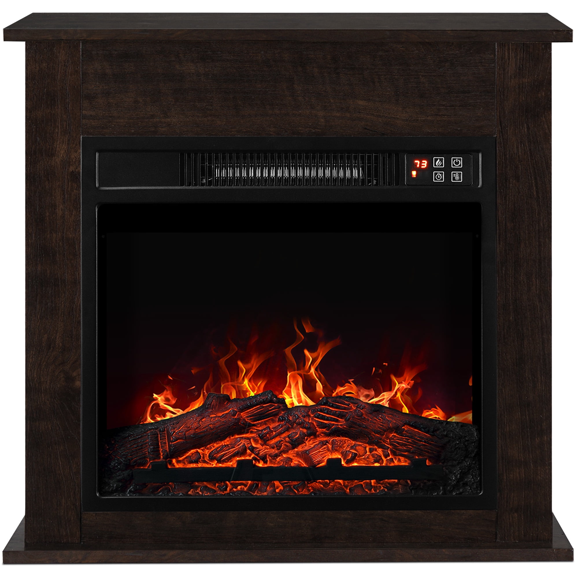 Black BELLEZE 18 Embedded Electric Fireplace Insert Remote Heater Glass View Adjustable Log Flame 1400W