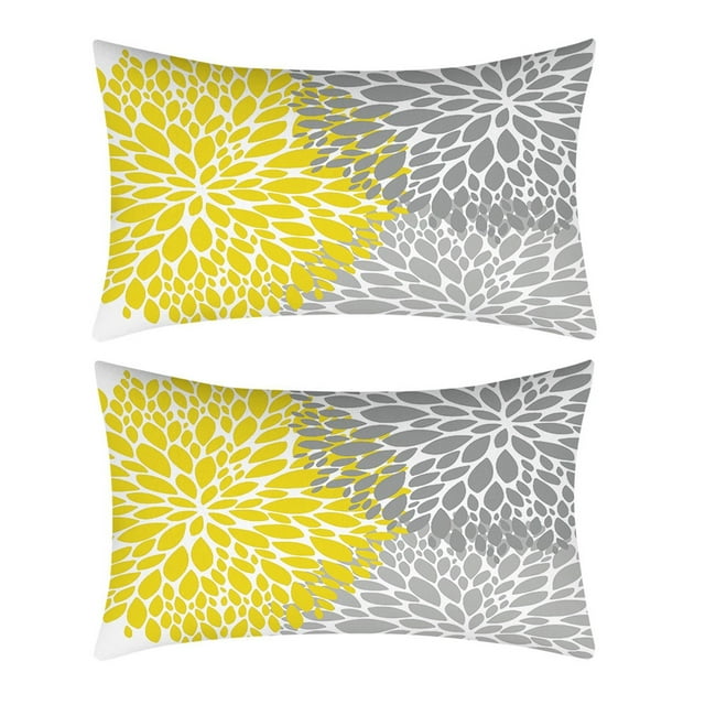 SuChun Spring Tree Flower Pillow Covers Yellow Blue Flower Pillow 12x20 Inch Set Of 2 Outdoor Throw Pillows Outdoor Decor For Living Room Sofa Patio Funiture Garden Floral Polyester Pillow Yellow