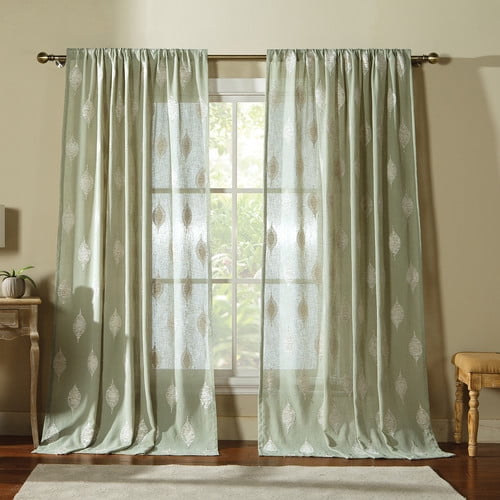 Artistic Linen Sebastian Geometric Semi Sheer Rod Pocket Single Curtain Panel Walmart Com Walmart Com