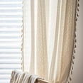 thumbnail image 5 of Nvzi Cortina de algodón con encaje de crochet para ventana, estilo rústico, con borlas y bolsillo para varilla, semitransparente, para dormitorio y sala de estar, 1 pieza (beige B, 59 x 87 pulgadas), 5 of 5