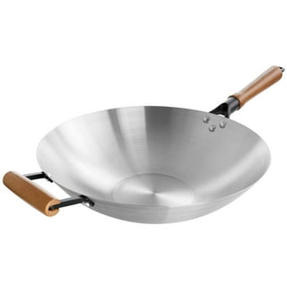 Black Non-stick Wok Pan with Lid, No Chemical Coated Flat Bottom Chinese  Stir-fry Pans, Fine Iron Flat Bottom Woks with Visualization Glass Lid and
