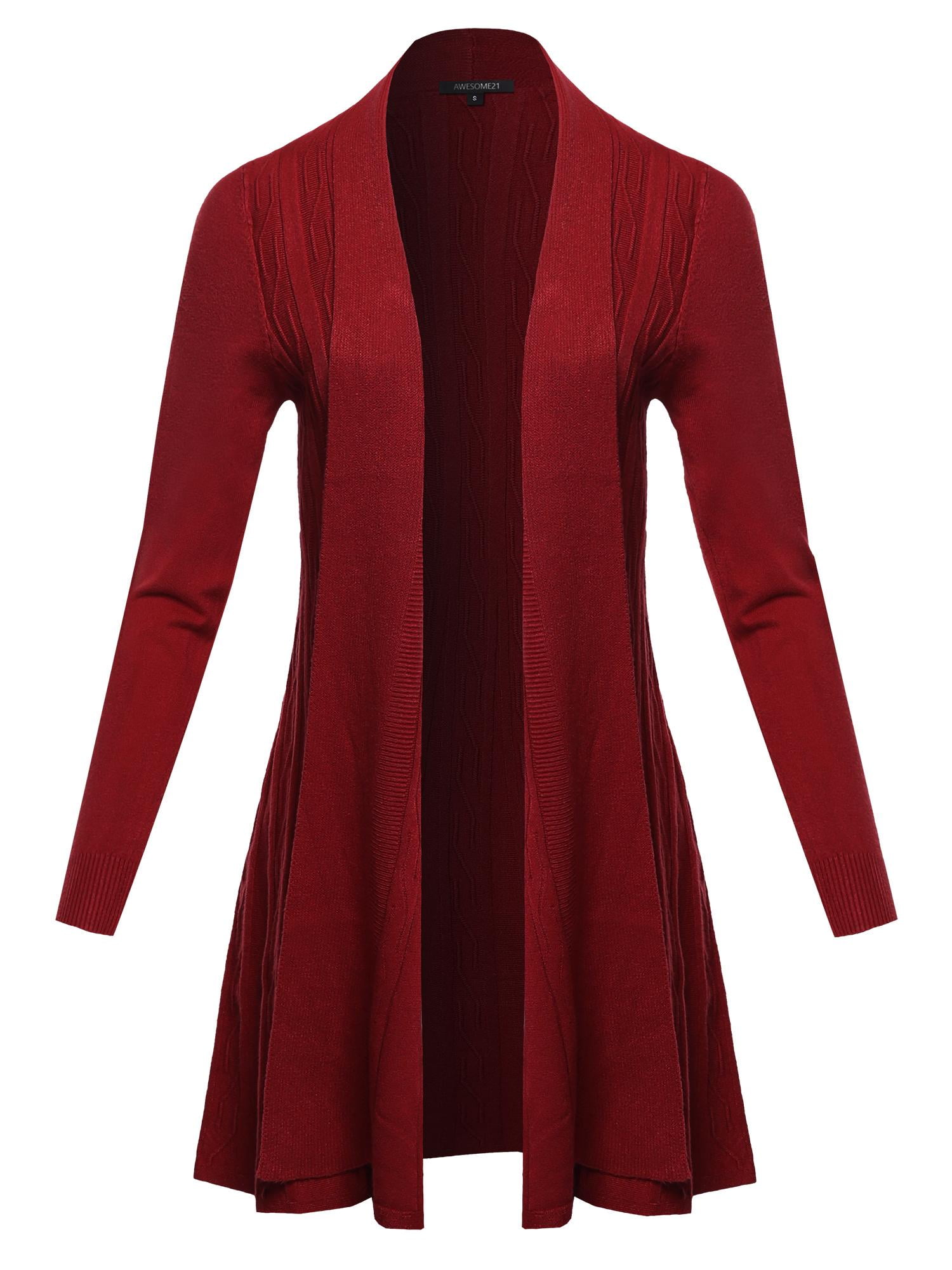 FashionOutfit Women's Solid Boho Boyfriend Knit Cardigan Sweater