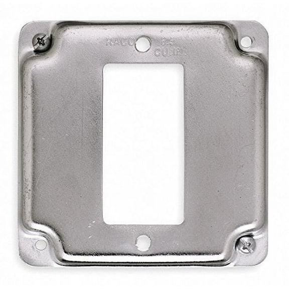 RACO Galvanized Zinc Electrical Box Cover, Box Type: Square, Number of Gangs: 1, 4" Width, 4" Length