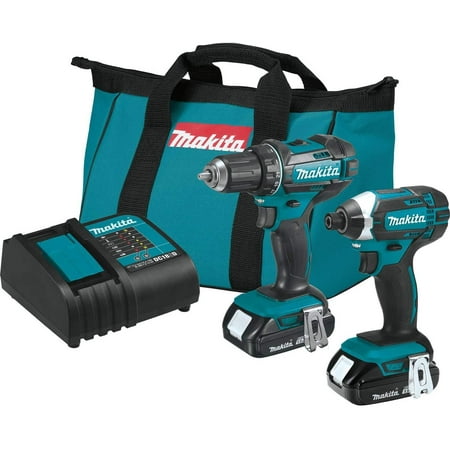 Makita 18V Lithium-Ion Cordless Power Tool Set, 1.5Ah, 2 Pack